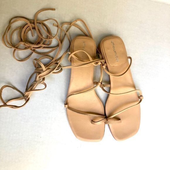 Jeffrey Campbell wrap nude leather sandals size 7 NEW - Picture 2 of 7